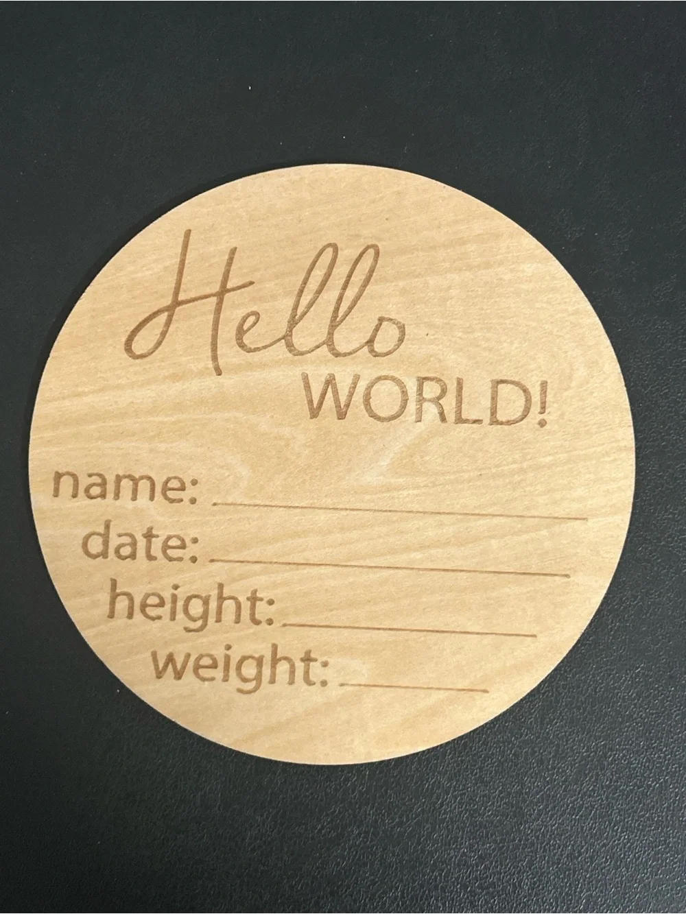 Wooden 'Hello WORLD' New Baby Sign